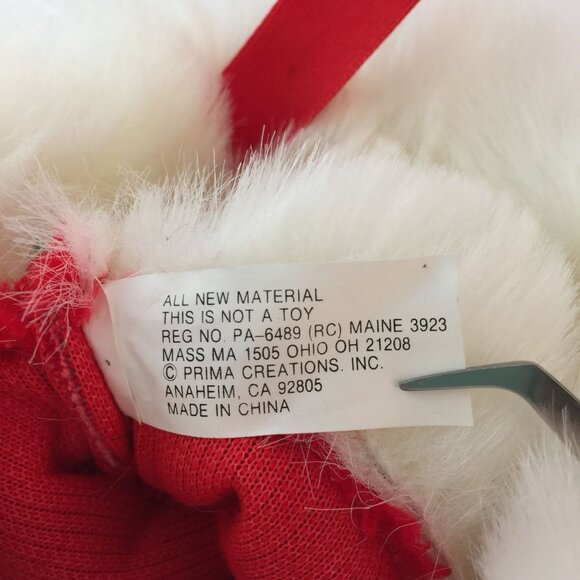 Vintage Prima Creations Penquin Plush Christmas Stocking 3D Green Red - Picture 5 of 5